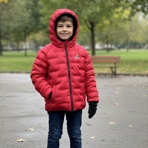 Jordan Kids' Welded Puffer Jacket in red and black - NEW - Large